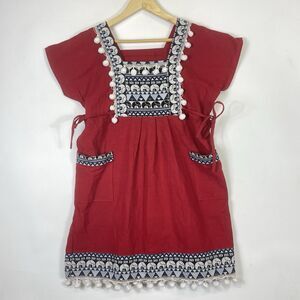Elegant Red and Black Embroidered Mini Dress